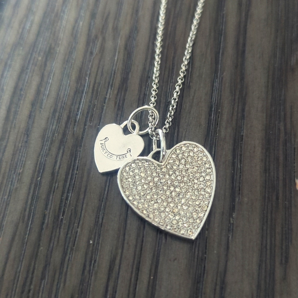 Juicy Couture Double Heart Pave Valentine Necklace